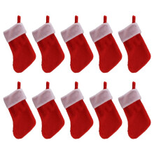 10PCS Red Christmas Stockings Christmas Stockings Holder Socks Home Fireplace Gift Storage Bags for Holiday