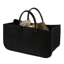 Accessory Decoration Stylish Storage Bag Newspaper Picnic Clothes Firewood Shopping Travel Basket Black