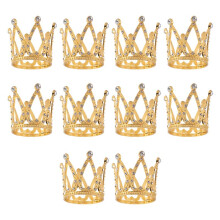 10 Pcs Gold Cake Topper Tiny Baby Small Rhinestone Tiara Crown for Flower Arrangements Shower Birthday Wedding Decor
