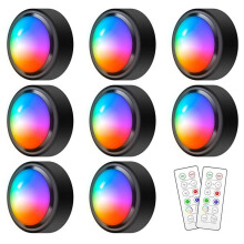 OśWietlenie Puck z Pilotem, 16 KoloróW RGB LED OśWietlenie Podszafkowe Bezprzewodowe, Zasilane Bateryjnie OśWietlenie Puck do Szafy, Sypialni