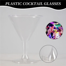 Plastic Martini Glasses, Clear Wine Glasses Reusable Party Cups Dessert Cups for Cocktail Champagne Flutes Dessert