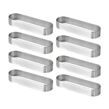 8Pcs Oval Tartlet Molds,French Dessert Mousse Fruit Pie Tart Ring Quiche Cake Mold, Stainless Steel Tart Mousse Ring