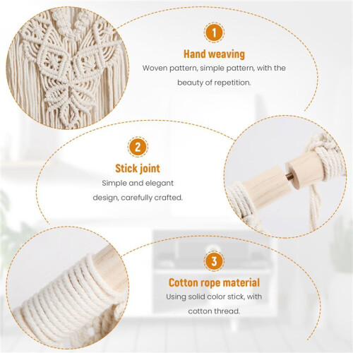 Tenture Murale en Macramé Tissé à la Main Boho Cotton Rope Boho  Home Decor 1