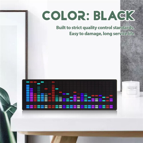 LED Music Spectrum Rhythm Lights Voice Sensor 1624 RGB Atmosphere Level Indicator with Clock Display(Wire Control) 2