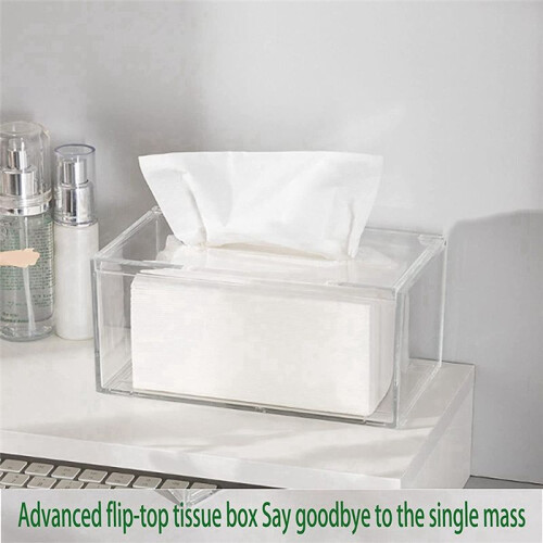 Acrylic Tissue Box Rectangular Transparent Tissue Box for Office, Home Bathroom Restaurant Lavatory Occasions