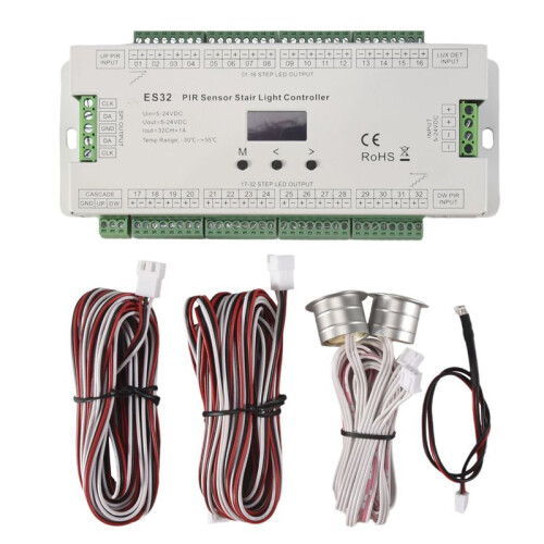 32CH ES32 PIR Sensor Stair Light Controller Human Body Infrared Inductive  Stair Lamp Control for Single Color