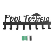 Porte-Serviettes de Piscine avec 8 Crochets, Porte-Serviettes Mural pour ExtéRieur ou Salle de Bain, Porte-Serviettes pour Suspendre des Peignoirs