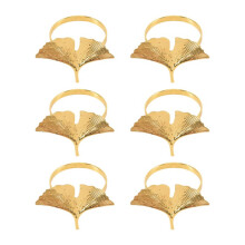 Lot de 6 Ronds de Serviette, Ronds de Serviette en Forme de Feuille de Ginkgo Boucle de Serviette de Mariage en ou pour la DéCoration de Table de