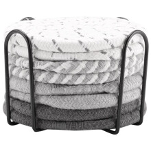 8 Stuks Onderzetters met Houder, 4 Kleuren Absorberende Onderzetters voor Drankjes, Katoen Geweven Onderzetter Set voor Woondecoratie B