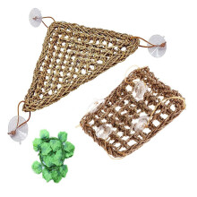 2 Pack Bearded Dragon Hammock, Reptile Climbing Decor, Lizard Lounger Natural Seagrass Fabric Hammock for Reptiles