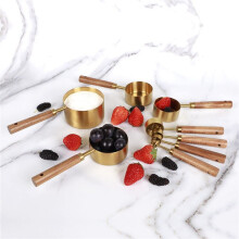 Conjunto de Copos Medidores de 8 PeçAs e Colheres Medidoras, com Cabos de Madeira Perfumados - Conjunto Completo de Copos e Colheres Medidores
