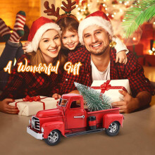 7 Inches Vintage Red Truck Christmas Decor Handcrafted Red Metal Truck Car Model for Christmas Decoration,Red