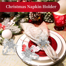 Weihnachtsserviettenhalter, Elch-Schneeflocke-Weihnachtsbaum-Serviettenring für Winterurlaub-Dinner und Weihnachtsdekorationen