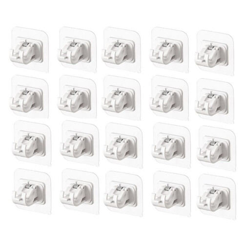 20Pcs Self Adhesive Curtain Bracket Holder Rod Hooks Wall Curtain Hanging Fixed Clip Adjustable Storage Hooks Clamp-A
