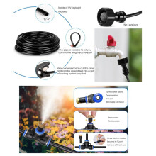 Outdoor Misting Cooling System 33FT(10M), DIY Misting , 12Pcs Brass Nozzle (3/4inch), Garden Greenhouse Trampoline