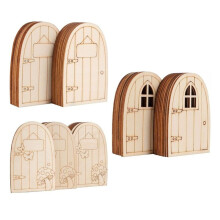 60PCS Unpainted Wooden Fairy Door Blank Garden Door Hollow Out Wood Elf Door for DIY Christmas  Embellishments