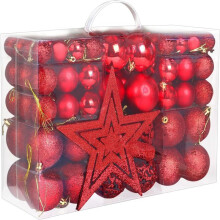 101Pcs Red Christmas  Ornaments for Christmas Tree, Shatterproof Christmas Tree Balls Decorative Baubles Hanging