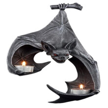 Halloween Candelabro A Forma di Pipistrello Resina da Giardino Pensile Statue Sculture Artigianato Portacandele per Patio Portico