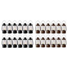Vintag Candle Lanterns for Indoors 12Pcs Lantern with Flicker Candles Small Hanging Lanterns for Home Decor Black