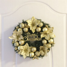 Decorative Christmas Wreath Front Door Hanging Christmas Wreath Golden Wreath Hotel Mall Home Decoration(30cm)
