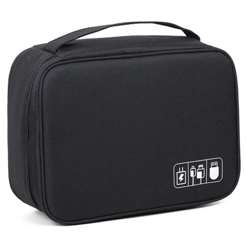 Digital Data Cable Storage Bag Portable Multi-Functional Electronic Accessories Storage Bag,Black