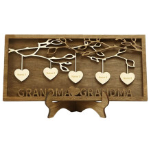 Placa de Madera para Árbol Genealógico, Decoración Tallada, Adornos con Apellido, Regalo del Día de la Madre, 5 Nombres