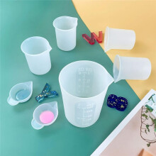 7 Pecas Kits Copos Medição Silicone,1 Unidade Copos Silicone 250ml,4 Unidades Copos Mistura Antiaderentes 100ml,2 Unidades Copo Molde Silicone 10ml