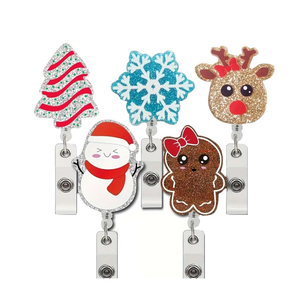 Christmas Badge Reel Badge Holder, For Nurse Teacher Doctor Women Men Office Stuffer Ornament Gifts 6031379166183