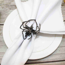 Lot de 6 Porte-Serviettes Halloween, Anneau de Serviette en Forme D'Araignée, Anneau de Serviette en Strass Effrayant, Support en Alliage Métallique