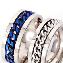 Cool Anti Stress Rotate Freely Chain Rings for Men Stainless Steel Anti Anxiety Relaxing Ring Fidget Spinner C-62.5mm