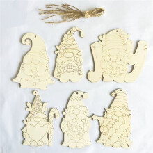 60PCS Ornaments for Tree Unfinished Blank Wood Gnome Cutout Slices with Draft for Kids DIY Making Painting