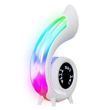 Conch Lâmpada de Atmosfera Sem Fio Toque para Ajustar A Iluminação RBG Lâmpada de Mesa Sem Fio Alto-Falante Despertador,B