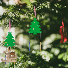 12 Pack Christmas Tree Wind Chime Kit for Kids Christmas Evergreen Tree Scratch Paper Art Ornaments Christmas Decoration