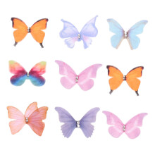 50 StüCke Farb Verlauf Organza Stoff Schmetterling Appliques 38 Mm Transluzente Chiffon Schmetterling für Party Dekor, Puppe VerschöNerung