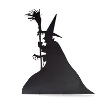 Silueta de Bruja de Halloween, Brujas de Hierro Forjado, Caldero Negro, Letreros de JardíN de Gato Negro, Patio Delantero de Casa Familiar Aterradora
