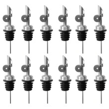 12PCS Stainless Steel Liquor Bottle Pourers, Auto Flip Olive Oil Spou Alcohol for About 3/4Inch Bottle Mouth Silver