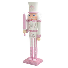 Figurine de Soldat Casse-Noisette en Bois Rose de 30 cm, Cheveux Blancs, Marionnette IncrustéE de Strass, PoupéE de Soldat Casse-Noisette, Jouet