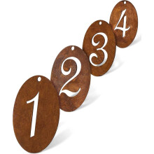 4 StüCk Weihnachts-Rost-Zahlen-Dekorativer Adventskranz, Metall im Used-, Weihnachtlich Rund