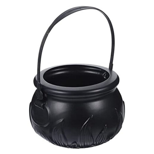 Black Cauldron Kettle Plastic Witch Kettle St Patricks Cauldron Wizard Witch Cauldron Decoration Candy Kettle Bucket 1