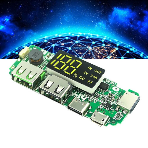 18650 Lithiumbatterij Digitale Display Oplaadmodule 5V 2.4A Drie Oplaadpoorten met Display Boost-Module 2