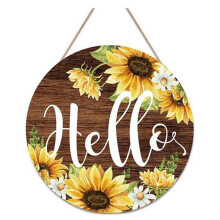 Farmhouse Hello Door Sign Sunflower Decor Sign for Home Wall Wreath Porch Front Door Decorations,Welcome Sign