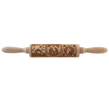Nativity Pattern Xmas Christmas Wooden Embossing Rolling Pin with 9 Different Scene for Baking Embossed Cookies