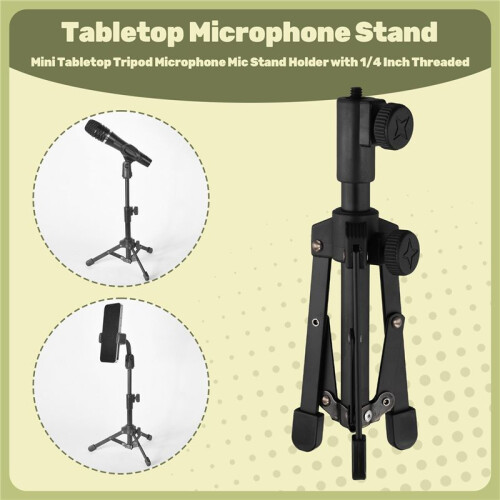 Tabletop Tripod Microphone Mic Stand Holder with 1/4 Inch Threaded for Meetings Lectures Speaking and Ect 1