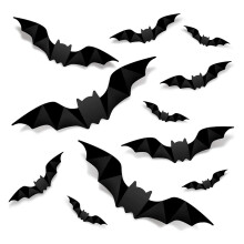 80 Stycken Av 4 Storlekar Av Realistiska PVC-LäSkiga Fladdermus-FöNsterdekaler VäGgdekaler GöR-Det-SjäLv-Hem-Badrum Halloween-Dekoration