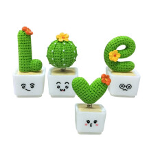4Pcs Simulation Cactus Shaped Adornments Decorative Bonsai Prop Ins Valentine Gift Cactus Ornaments (Green)
