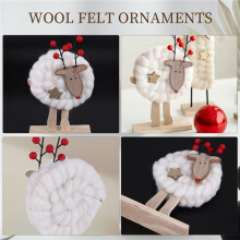 Nouveau Nordique de NoëL en Bois Feutre de Laine DéCoration de NoëL Wapiti PèRe NoëL Ornement Arbre de NoëL DéCoration de Bureau C