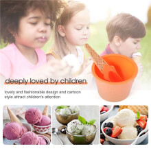 6Pcs Ice Cream Bowl Set Different Color Ice Cream Spoon Bowl Tableware Set Children Cartoon Bowl