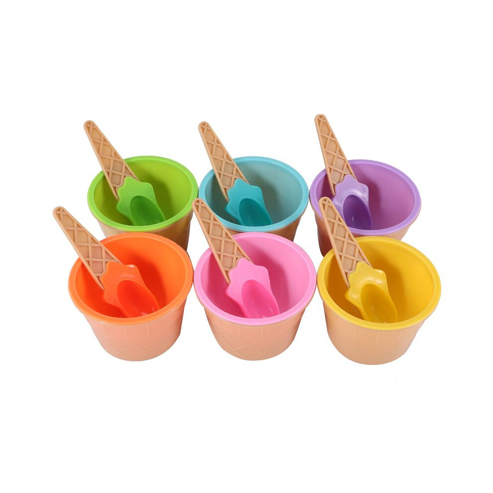 6Pcs Ice Bowl Set Different Color Ice Spoon Bowl Tableware Set Children Cartoon Bowl Cream Melitt