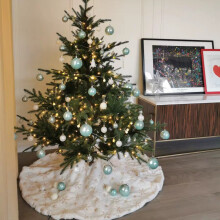 White Christmas Tree Skirt Thick Polyester Xmas Tree Merry Decoration Ornament New Year for Home Scene Layout Decor-A