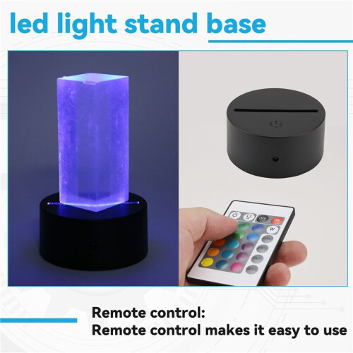 2 Pack 3D Night LED Light Lamp Base + Remote Control + USB Cable, 16 Colors Light Show Display Stand for Acrylic Black